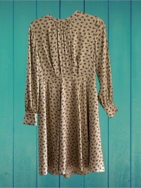 Rebecca Taylor NWT Beige Floral Long-Sleeve Pleated Yoke Dress sz.4 formal